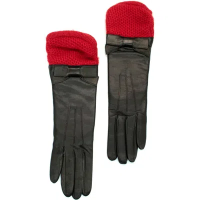 Portolano Leather Gloves With Knit Cuffs In Black