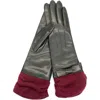 Portolano Leather Gloves With Knit Cuffs In Gray