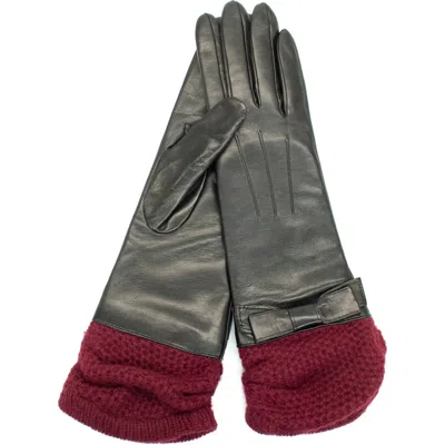 Portolano Leather Gloves With Knit Cuffs In Gray