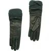 Portolano Leather Gloves With Knit Cuffs In Green