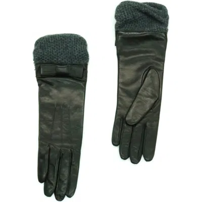 Portolano Leather Gloves With Knit Cuffs In Green