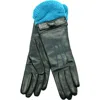 Portolano Leather Gloves With Knit Cuffs In Green