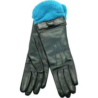 Portolano Leather Gloves With Knit Cuffs In Green