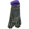 Portolano Leather Gloves With Knit Cuffs In Green