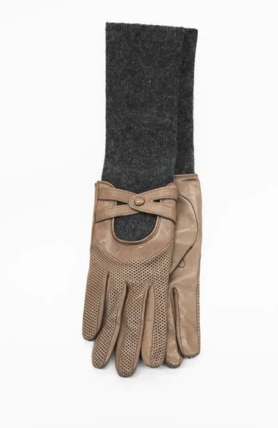 Portolano Leather Gloves With Knitted Cuff In Black