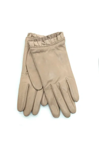 Portolano Leather Gloves With Ruffles In Gold