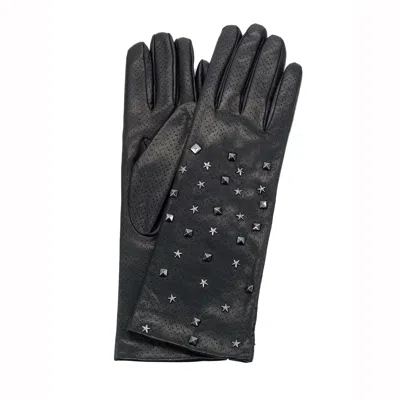 Portolano Leather Gloves With Studs In Black