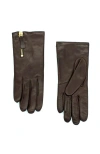 Portolano Leather Gloves With Zipper In Brown