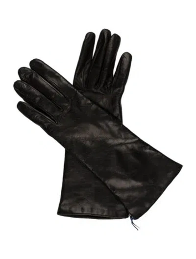 Pre-owned Portolano Leather Gloves W/tags In Black