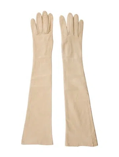 Pre-owned Portolano Leather Long Gloves In Neutral