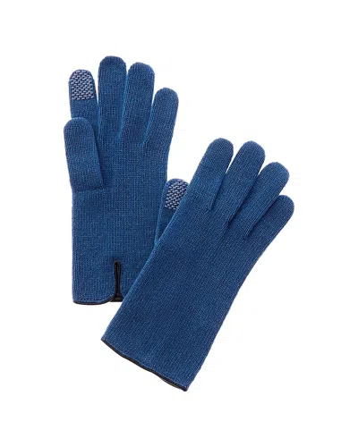 Portolano Leather-trim Cashmere Gloves In Blue
