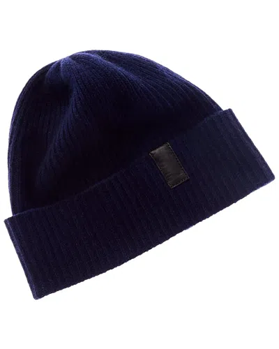 Portolano Leather-trim Cashmere Hat In Blue