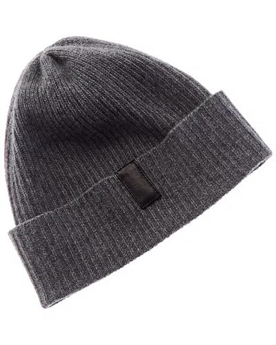 Portolano Leather-trim Cashmere Hat In Grey
