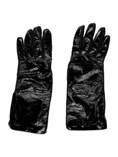 Pre-owned Portolano Leather Winter Gloves In Black