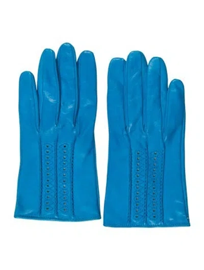 Pre-owned Portolano Leather Winter Gloves In Blue