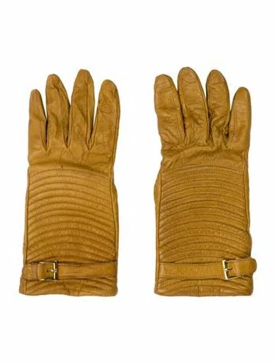 Pre-owned Portolano Leather Winter Gloves In Brown