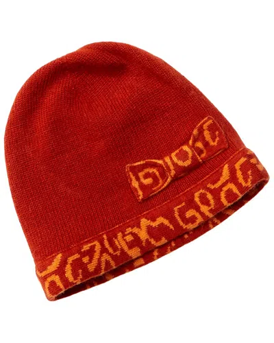 Portolano Kids' Leopard Bow Wool & Cashmere-blend Hat In Red