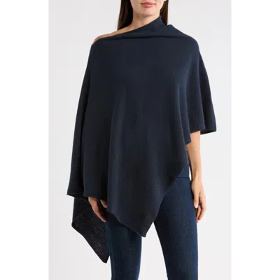 Portolano Lightweight Cowl Neck Poncho In Blue