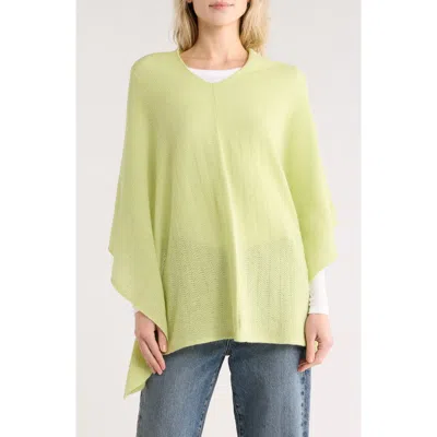 Portolano Lightweight Lambswool Cowl Neck Poncho In Green