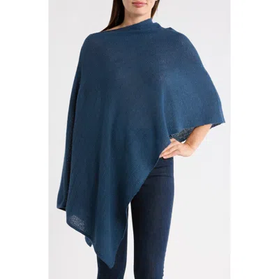 Portolano Lightweight Lambswool Cowl Neck Poncho In Blue