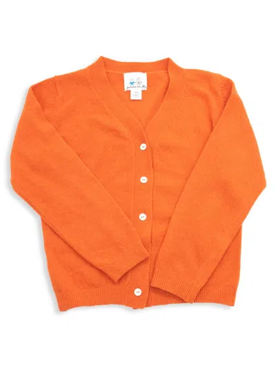 Portolano Little Kid's Cashmere Cardigan In Orange