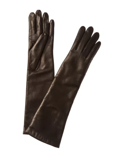 Portolano Long Cashmere-lined Leather Gloves In Brown