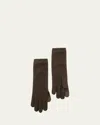 Portolano Long Cashmere Tech Gloves In Chocolate Brown