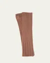 Portolano Long Ribbed Fingerless Cashmere Gloves In Cognac