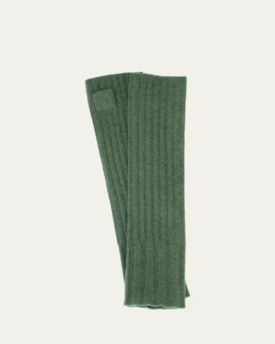 Portolano Long Ribbed Fingerless Cashmere Gloves In Loden