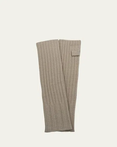 Portolano Long Ribbed Fingerless Cashmere Gloves In Nile Brown