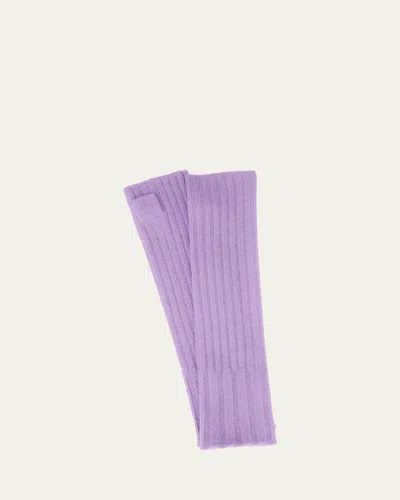 Portolano Long Ribbed Fingerless Cashmere Gloves In Orchid Mist