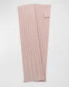 Portolano Long Ribbed Fingerless Cashmere Gloves In Powder Pink