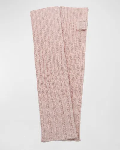 Portolano Long Ribbed Fingerless Cashmere Gloves In Powder Pink