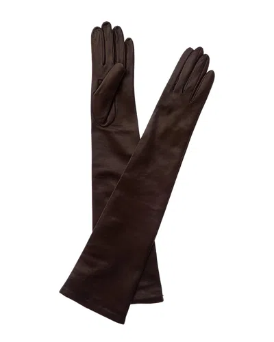 Portolano Long Silk-lined Leather Gloves In Brown