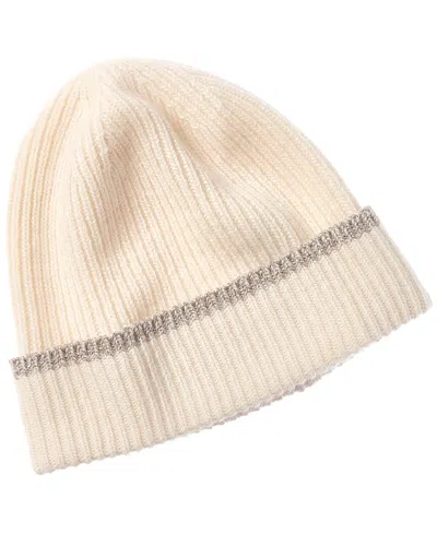 Portolano Lurex Ribbed Cashmere Beanie In Brown