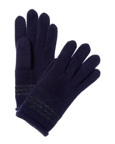 Portolano Lurex Stripes Cashmere Gloves In Blue