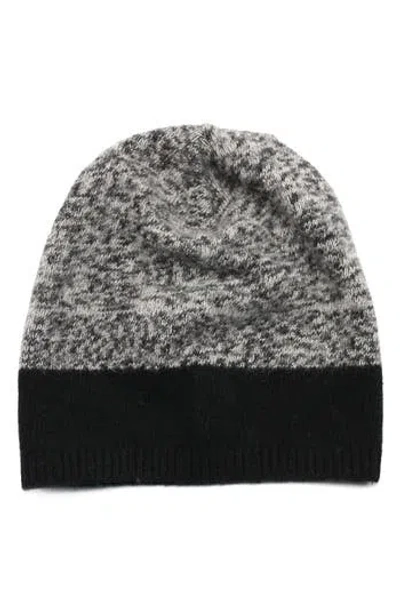 Portolano Melange Cashmere Cuff Beanie In Black