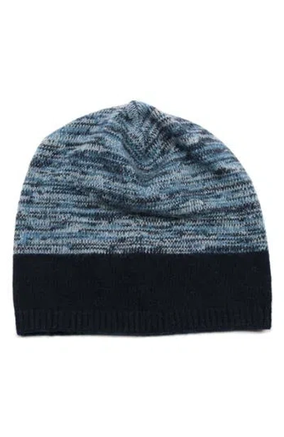 Portolano Melange Cashmere Cuff Beanie In Blue