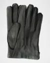 Portolano Men's Cashmere-lined Handsewn Leather Gloves In Black