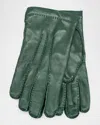 Portolano Men's Cashmere-lined Handsewn Leather Gloves In Dark Fern
