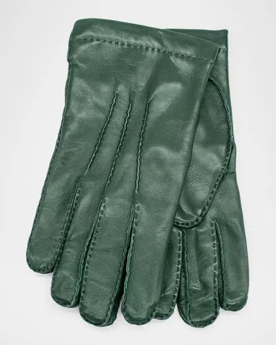 Portolano Men's Cashmere-lined Handsewn Leather Gloves In Dark Fern