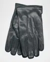 Portolano Men's Cashmere-lined Handsewn Leather Gloves In Midnight Navy