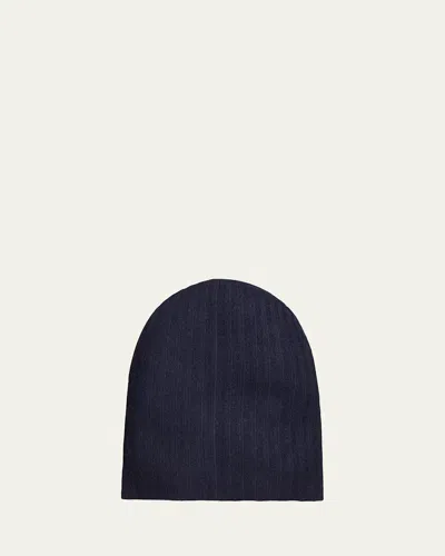 Portolano Men's Cashmere Slouchy Beanie Hat In Navy
