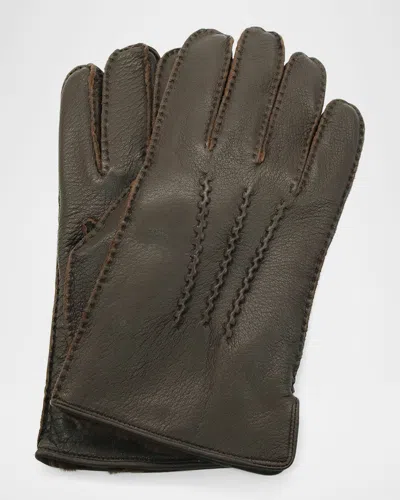 Portolano Men's Deerskin Leather Gloves In Green