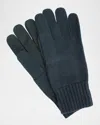 Portolano Men's Knit Gloves With Suede Palm In Black/black