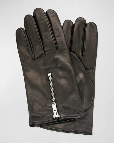 Portolano Men's Napa Leather Gloves With Zipper In Brown