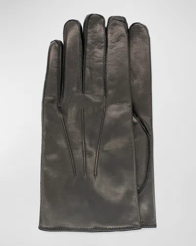 Portolano Men's Napa Leather Whipstitched Gloves In Black