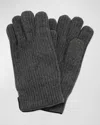 Portolano Men's Rbbed Cashmere Gloves In Charcoal