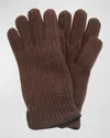 PORTOLANO MEN'S RBBED CASHMERE GLOVES