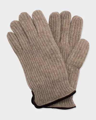Portolano Men's Rbbed Cashmere Gloves In Neutral